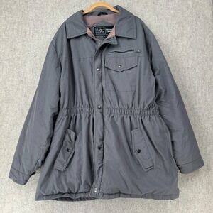 Turtle Bay Goose Down Zip Button Hood Gray Winter Puffer Chore Coat Size Mens XL